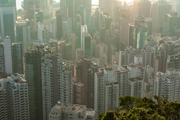 Fototapeta na wymiar Hong Kong, Hong Kong - November 6 2019 : Hong Kong cityscape, view from mountains