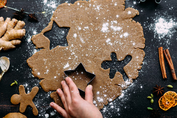 Cooking Gingerbread Cookies in the Kitchen