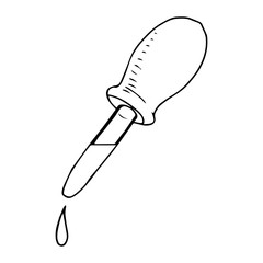 Chemical pipette for experiments. Vector illustration of a pipette for chemical experiments. Hand drawn pipette for experiments in chemistry.