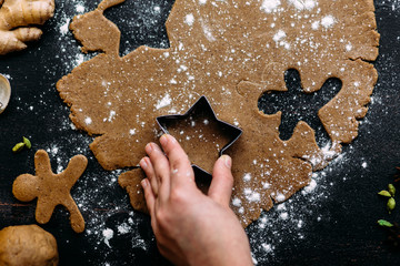 Cooking Gingerbread Cookies in the Kitchen