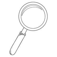 Loupe. Vector illustration of a magnifying glass. Hand drawn magnifier.