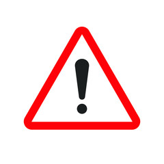 Caution warning sign message. Editable triangle hazard symbol vector icon with red stroke. A flat attention symbol with black exclamation mark isolated on white background. Danger notice for reflector