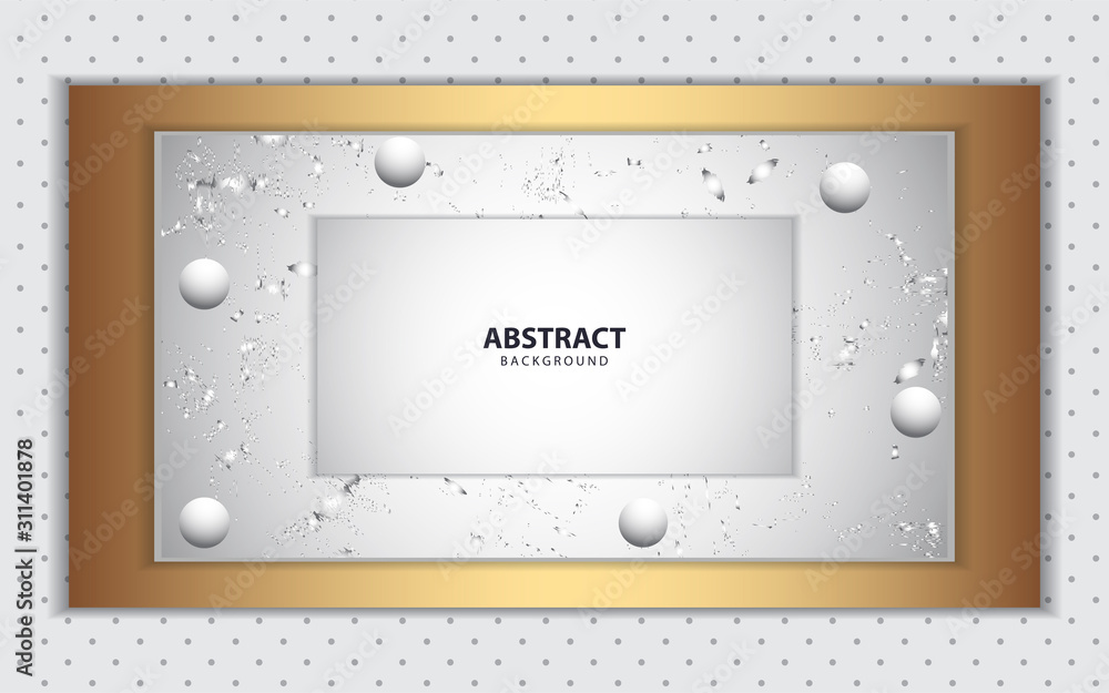 Poster modern abstract light silver background vector. elegant shape design with golden line. luxury vector