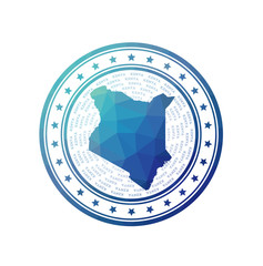 Flat low poly stamp of Kenya. Polygonal Kenya badge. Trendy vector logo of the country.