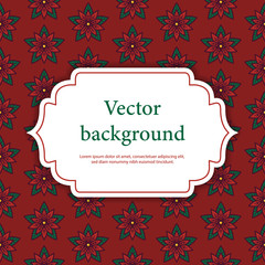 Christmas greeting card with place for text. Poinsettia. Stock illustration