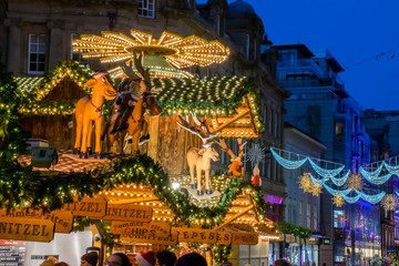 Christmas illumination at outdoor cheristmas market