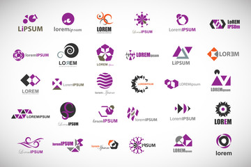 Abstract Element Icon Set. Vector Isolated On Gray. Abstract Element Logo For Company And Busines Symbol, Tech Icon And Element Design. Creative Icons For Corporate Logo. Abstract Modern Template