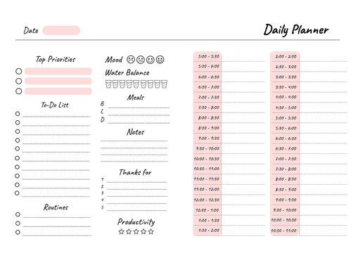 Daily To-Do List,Daily Planner,Daily Agenda,Daily Schedule,Daily Tracker,Daily Organizer,Daily Pages,A4,A5,Us Letter