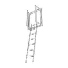 Ladder with open window. Business concept in opportunity. Wireframe low poly mesh vector illustration.