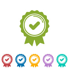 Vector green approved badge rosette. To see the other vector rosette illustrations , please check Badge and Label collection.
