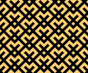 Abstract geometric pattern. A seamless vector background. Black and gold ornament. Graphic modern pattern. Simple lattice graphic design