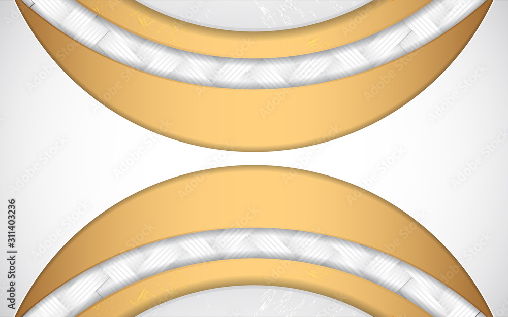 Poster modern abstract light silver background vector. elegant shape design with circle golden line. luxury
