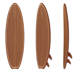 Vector vintage wood surfboard set. To see the other vector surfboard illustrations , please check Surfboards collection.