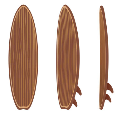 Vector vintage wood surfboard set. To see the other vector surfboard illustrations , please check Surfboards collection.