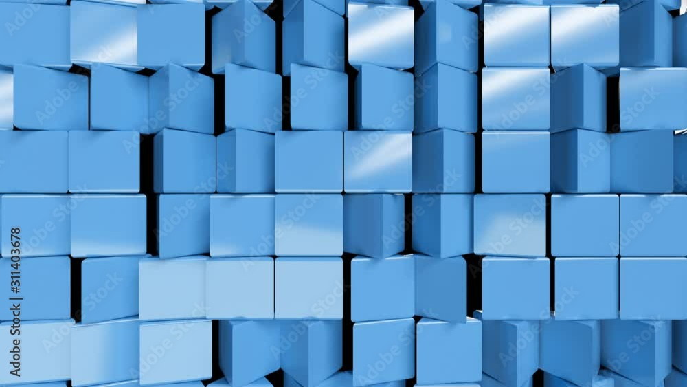 Aufkleber metallic abstract cubes are turning, seamless loop 3d render