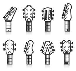 Fototapeta na wymiar Vector guitar headstock icons. To see the other vector guitar illustrations , please check Guitars collection.