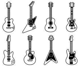 Vector guitar isolated icon set. To see the other vector guitar illustrations , please check Guitars collection.