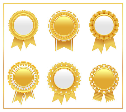 Vector golden award rosette set. To see the other vector badge illustrations , please check Badge and Label collection.