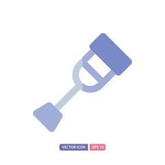 crutch icon in flat style. Vector logo design template. Modern design icon, symbol, logo and illustration. Vector graphics illustration and editable stroke. Isolated on white background.
