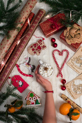 Сhristmas decoration on wooden background.