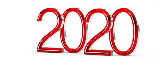 2020 year in red digital 3d