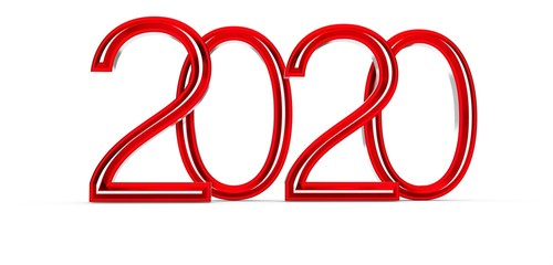 2020 year in red digital 3d