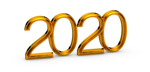 2020 year in gold digital 3d