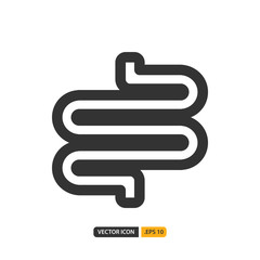 intestine icon in filled style. Vector logo design template. Modern design icon, symbol, logo and illustration. Vector graphics illustration and editable stroke. Isolated on white background.