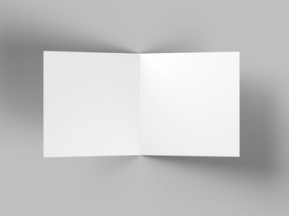 Brochure in square format folded to two - mockup. 3d illustration