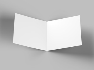 Brochure in square format folded to two - mockup. 3d illustration