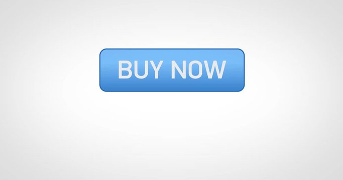 Animation: a button on the buy now website. Buy new products with a single button, quick sales or purchases. Online marketing in an online store. The user makes a new purchase with cashless payment.