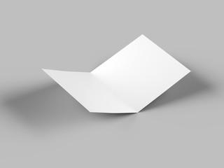 Brochure in square format folded to two - mockup. 3d illustration