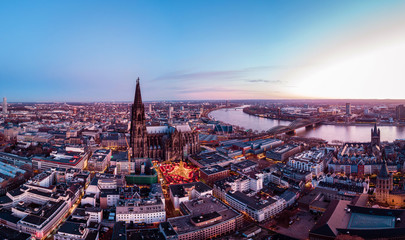 Cologne Germany Christmas Market Aerial