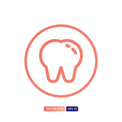 tooth icon in outline gradient style. Vector logo design template. Modern design icon, symbol, logo and illustration. Vector graphics illustration and editable stroke. Isolated on white background.