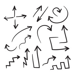 Arrows icons hand drawn vector editable set