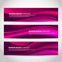 Vector banners with abstract pink wavy background