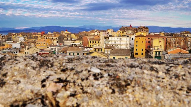 Corfu cityscape shows the skyline of Corfu Town, Greece