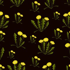 Seamless pattern with dandelions