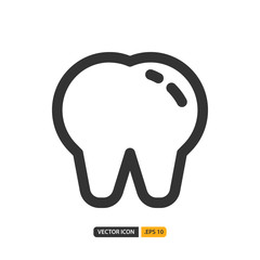 tooth icon in line style. Vector logo design template. Modern design icon, symbol, logo and illustration. Vector graphics illustration and editable stroke. Isolated on white background.