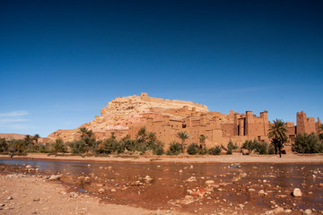 The fortified city of Aït Benhaddou world heritage site, seen from the river.