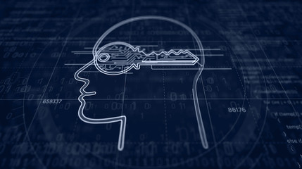 Cyber privacy in cyberspace futuristic sketch