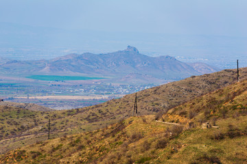 Fabulous landscape with mountains, Armenia-Georgia state border