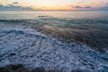Magical sunset over the stormy Black Sea
