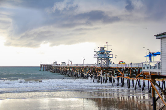 San Clemente Pier in California before a storm