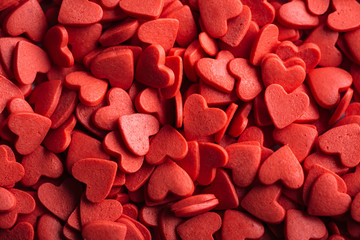 Red candy hearts, valentine day background - 311408844