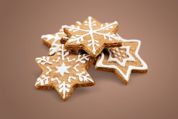 Tasty Christmas cookies on background