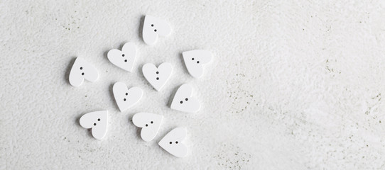 Valentine's day background, white button hearts
