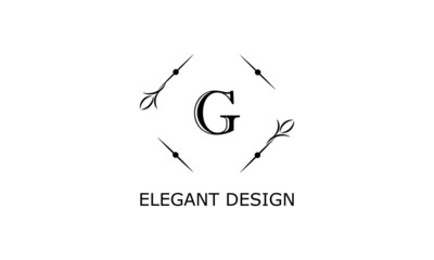 Monogram with elegant letter G. Vector logo on a white background. Floral logo