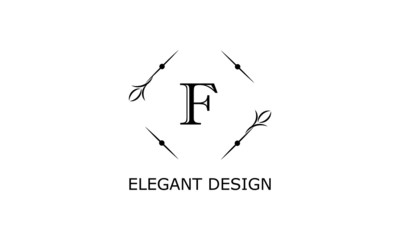 Monogram with elegant letter F. Vector logo on a white background. Floral logo