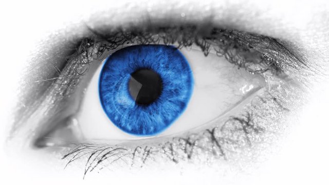 Cinemagraph close up of blue eye in motion
